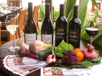 Wine bottles and vegetables
